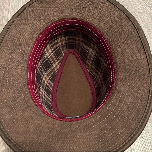 Dorfman Pacific Outback Hat Leather Band Western Water Resistant Brown M NEW main image 5